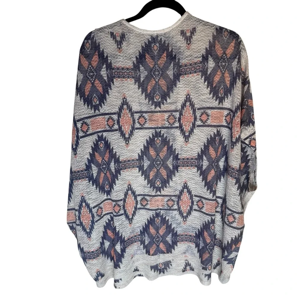 Blushed Knit Aztec Open Front Cardigan Size Large Bohemian Southwestern Western - Picture 2 of 7